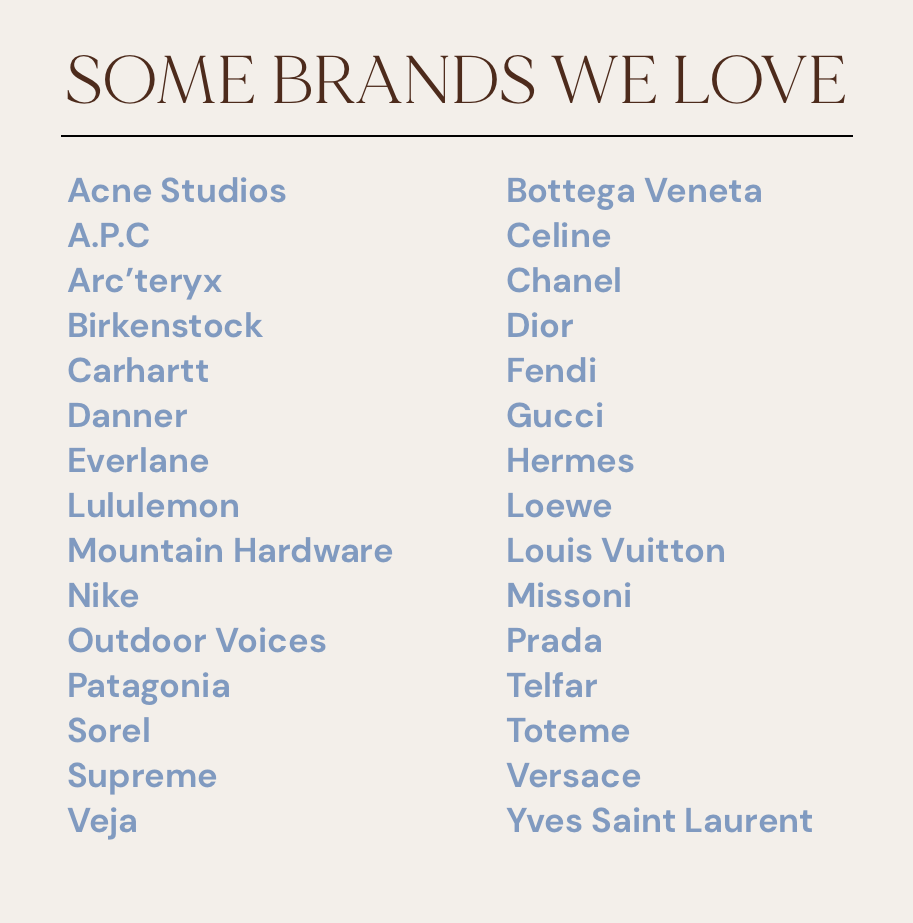 Brands that we accept